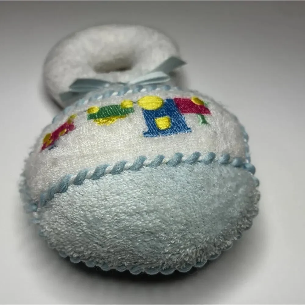 Vintage Eden Terry Cloth Rattle Plush White Pastel Train Baby Toy With Tags